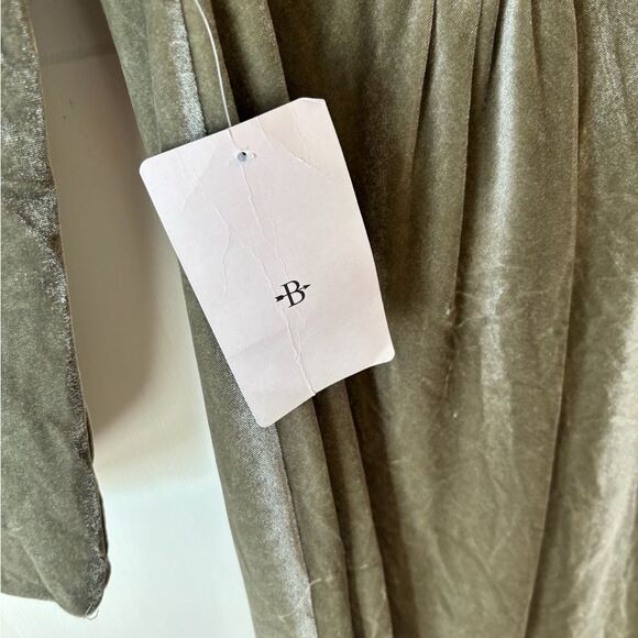 NWT Anthropologie Jenny Yoo Ryland V-neck Long Sleeve Sage Open Back Velvet Gown - Picture 5 of 8